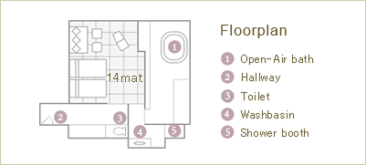 Japanese-Modern Guest Room “Suiran” with Scenic Open-Air Bath Floorplan