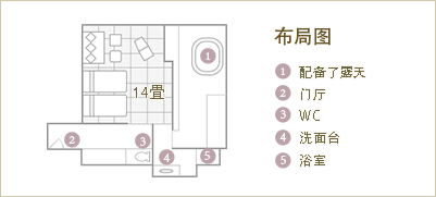 设有景观露天浴池的和风摩登客房『翠岚』 布局图